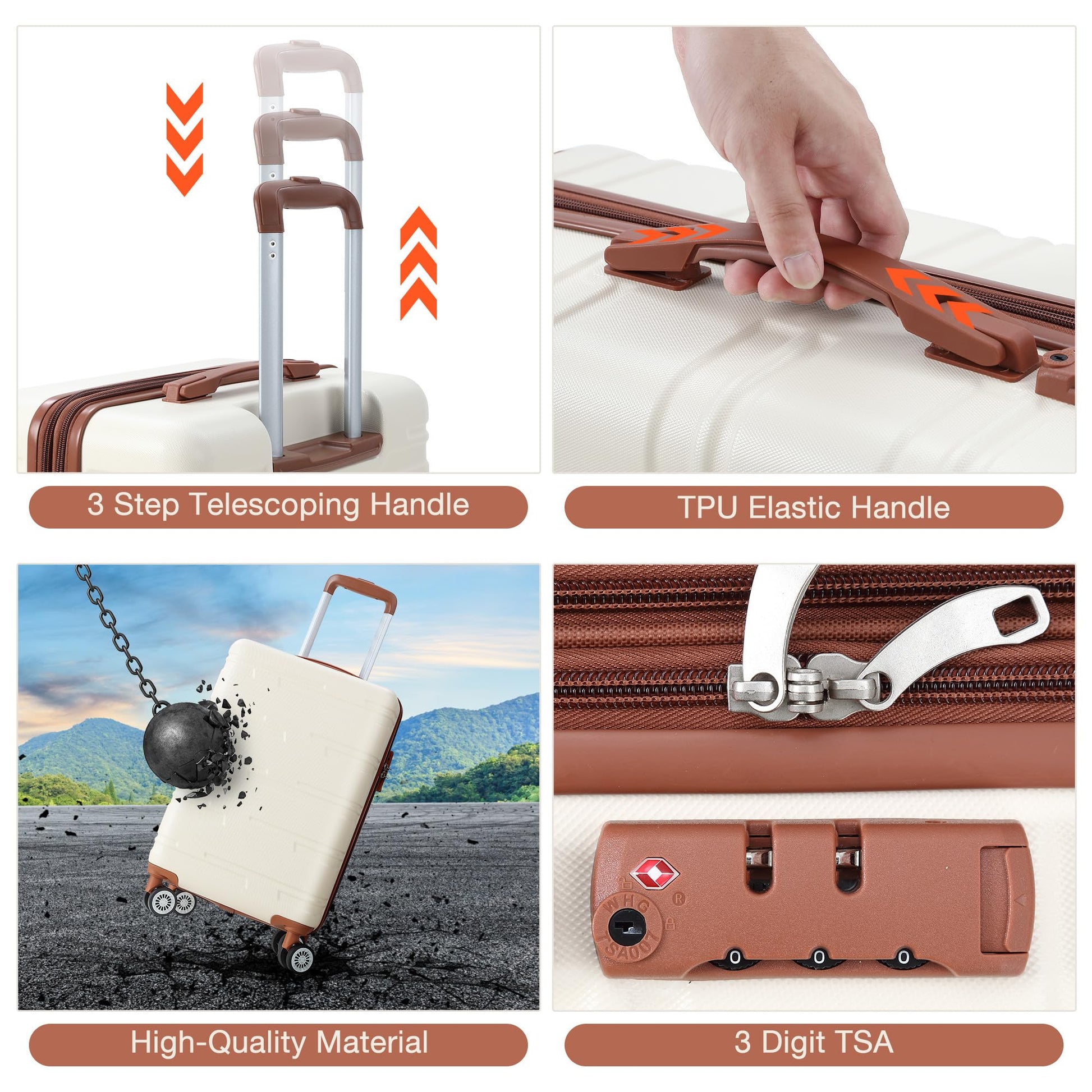 Valigia da viaggio Garvee in ABS rigido con lucchetto TSA, 76,5x49,5x30,5 cm, leggera, grande, nera