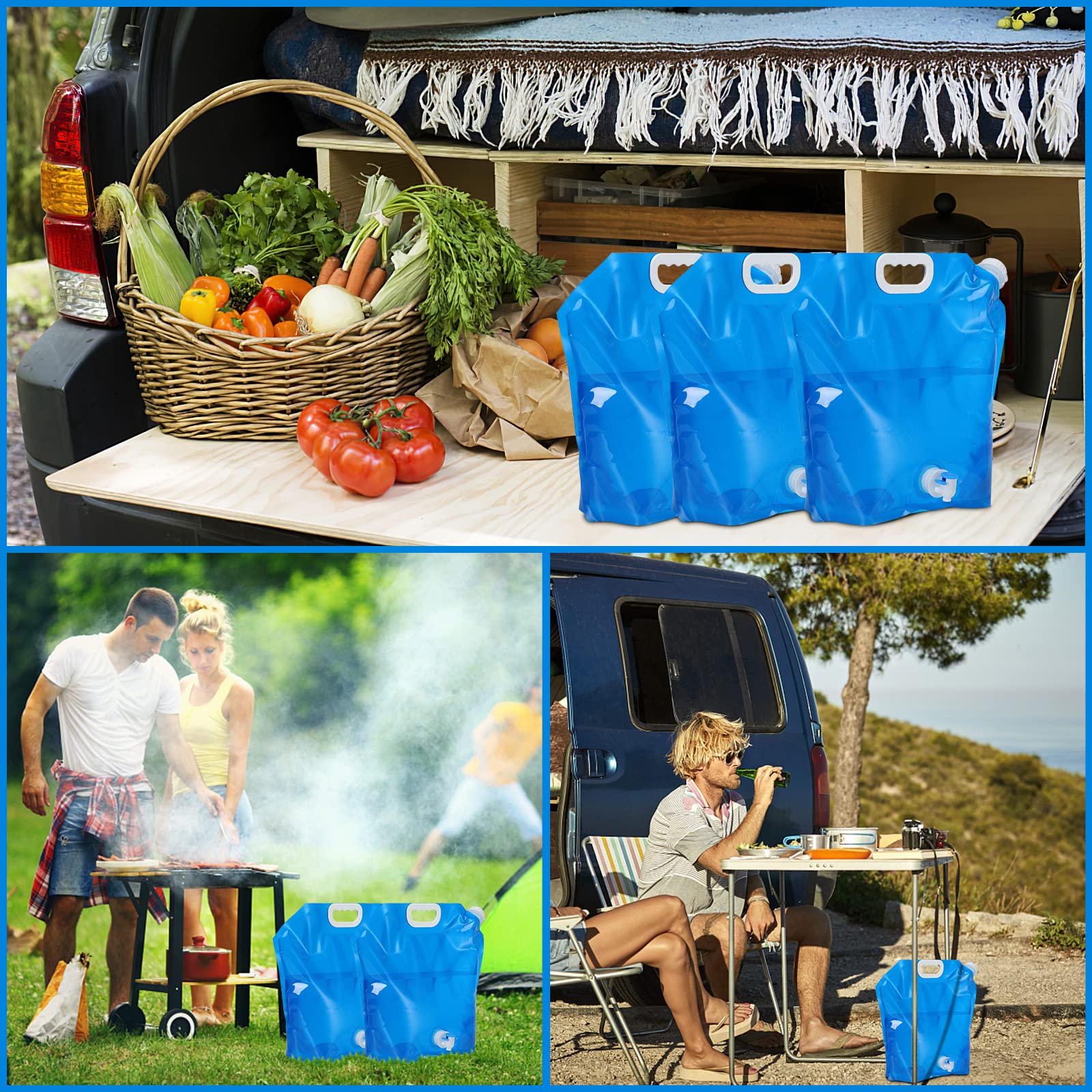 Garvee 10L Faltbarer Wasserkanister Mit Hahn 2 Stück BPA-Frei Auslaufsicher Tragbar Für Camping Und Wandern