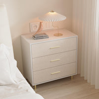 Elegante cassettiera Garvee a 3 cassetti, bianca con dettagli dettagliati, per camera da letto e soggiorno, design minimalista, struttura robusta