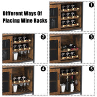 Mobile bar per vino Garvee con luce LED, ripiani regolabili, porta in rete per cucina e sala da pranzo, altezza 36,2", MDF e metallo, robusto, compatto