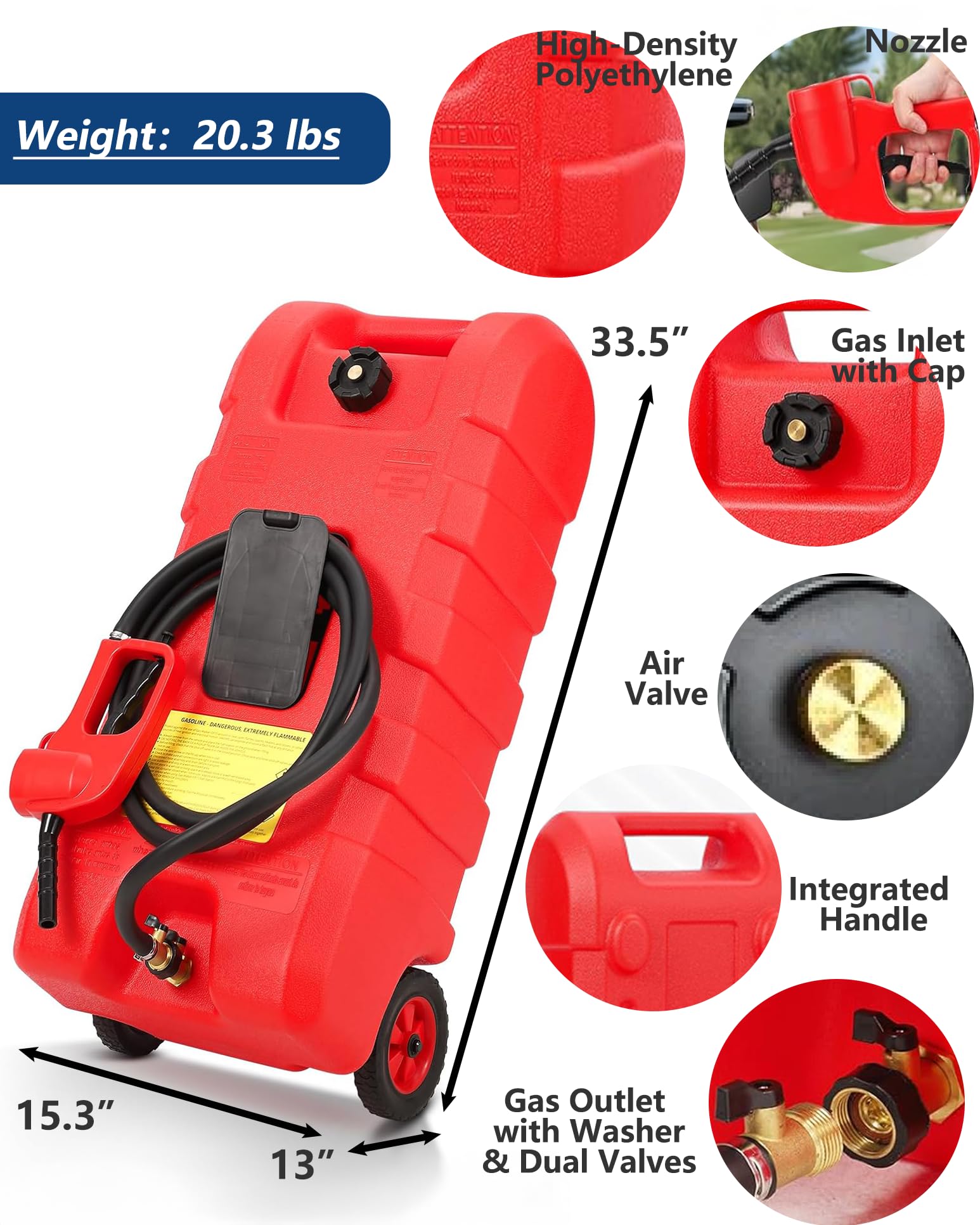 Serbatoio di carburante portatile Garvee da 15 galloni - Con pompa e valvole anti-perdita - Per cantieri edili, agricoltura e veicoli ricreativi