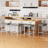 Garvee Taburete Da Bar Moderno Senza Schienale 61 Cm, Seduta Curva Imbottita, Struttura In Metallo Resistente, Nero, Perfetto Per Cucina E Bar - Blanco + Gris