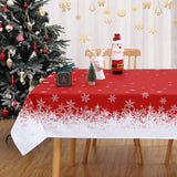 Garvee Tischdecke Con Bordura Di Fiocchi Di Neve Antimacchia Colore Fisso Per Occasioni Festive Vari Taglie Elegante Design - Rosso