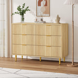 Comò Garvee 6 Cassetti Grande Capacità di Stoccaggio Antiribaltamento Maniglie in Metallo Camera da Letto Soggiorno 100x40x75cm Bianco - Natürliche Eiche