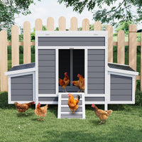Pollaio in legno Garvee per 4-6 galline con tetto resistente alle intemperie, 2 nidi, connettori in metallo, giardino, 54x34x34 pollici, legno naturale