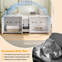 Garvee Litter Box Enclosure, cuccia per gatti a due stanze con mobili integrati per soggiorno, 55"L, bianca