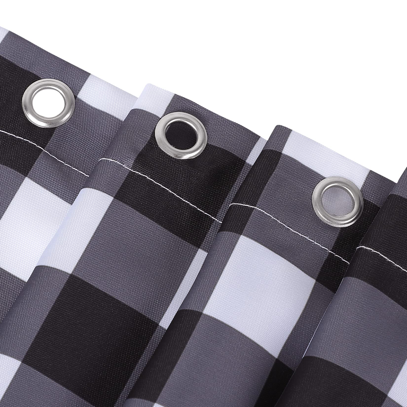 GARVEE Tenda da doccia natalizia in stile retrò con motivo floreale a quadri, lavabile, 89x183 cm, nero e bianco