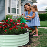 Aiule rialzate da giardino Garvee per esterni, set da 2, 122x122x30 cm, acciaio zincato, antiruggine, struttura a base aperta, verde, giardino e balcone