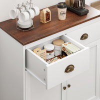 Garvee Buffet Bianco Rustico con 2 Ante e 2 Cassetti, Piano di Lavoro in Legno Resistente, Multiuso per Cucina e Sala da Pranzo, 41.3"x15.6", Marrone