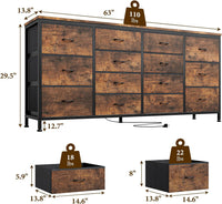 Mobile TV Garvee con 14 cassetti e prese, credenza bassa da 160 cm per TV da 75 pollici, set di sicurezza, moderno, rovere bianco