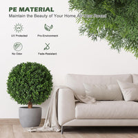 Garvee Set di alberi artificiali in bosso da 61 cm, resistenti ai raggi UV, realistici, in materiale PE, preassemblati con vaso in cemento, per ingresso e patio, verde