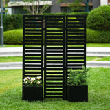 Garvee Schermo Privacy con Fioriera 3 Pannelli Metallo Nero Pieghevole 130x178x79 cm Giardino Patio Terrazza