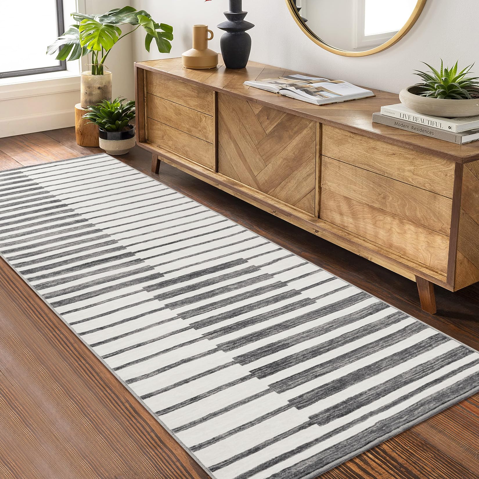 Tappeto Garvee 80x150 lavabile per corridoio, pelo corto, antiscivolo, morbido, moderno tappeto da corridoio per soggiorno, camera da letto, cucina, grigio chiaro