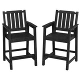 Garvee Set 2 Sedie Bar Alte Adirondack in HDPE Resistente Tutto Tempo Giardino Piscina 22.8"L x 23.8"W x 47.6"H Colori Vivaci - Black