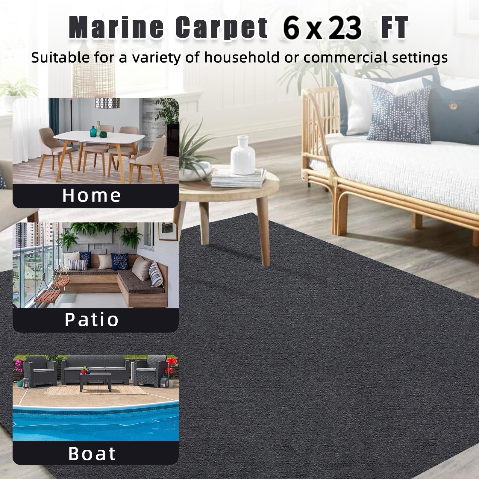 Pavimento per barche Garvee 1,8x7m Tappetino marino antiscivolo Tappeto per esterni Resistente alle intemperie Grigio