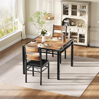 Set da pranzo Garvee per 2 persone con sedie imbottite, protezioni angolari, robusto legno MDF, ergonomico, salvaspazio, marrone, cucina e appartamento