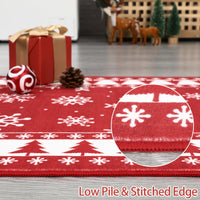 Tappeto natalizio moderno Garvee con motivo a fiocchi di neve per soggiorno, camera da letto, sala da pranzo, 140x200 cm, multicolore