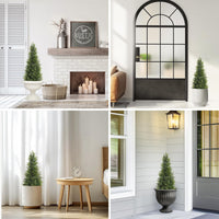 Albero di cedro artificiale Garvee da 36 pollici, resistente ai raggi UV, realistico, tronco di legno, resistente alle intemperie per uso interno ed esterno, decorazione natalizia verde