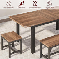 Tavolo da pranzo estensibile Garvee per 6-8 persone con struttura in metallo e piano in legno MDF per cucina e sala da pranzo, 63 pollici, nero industriale