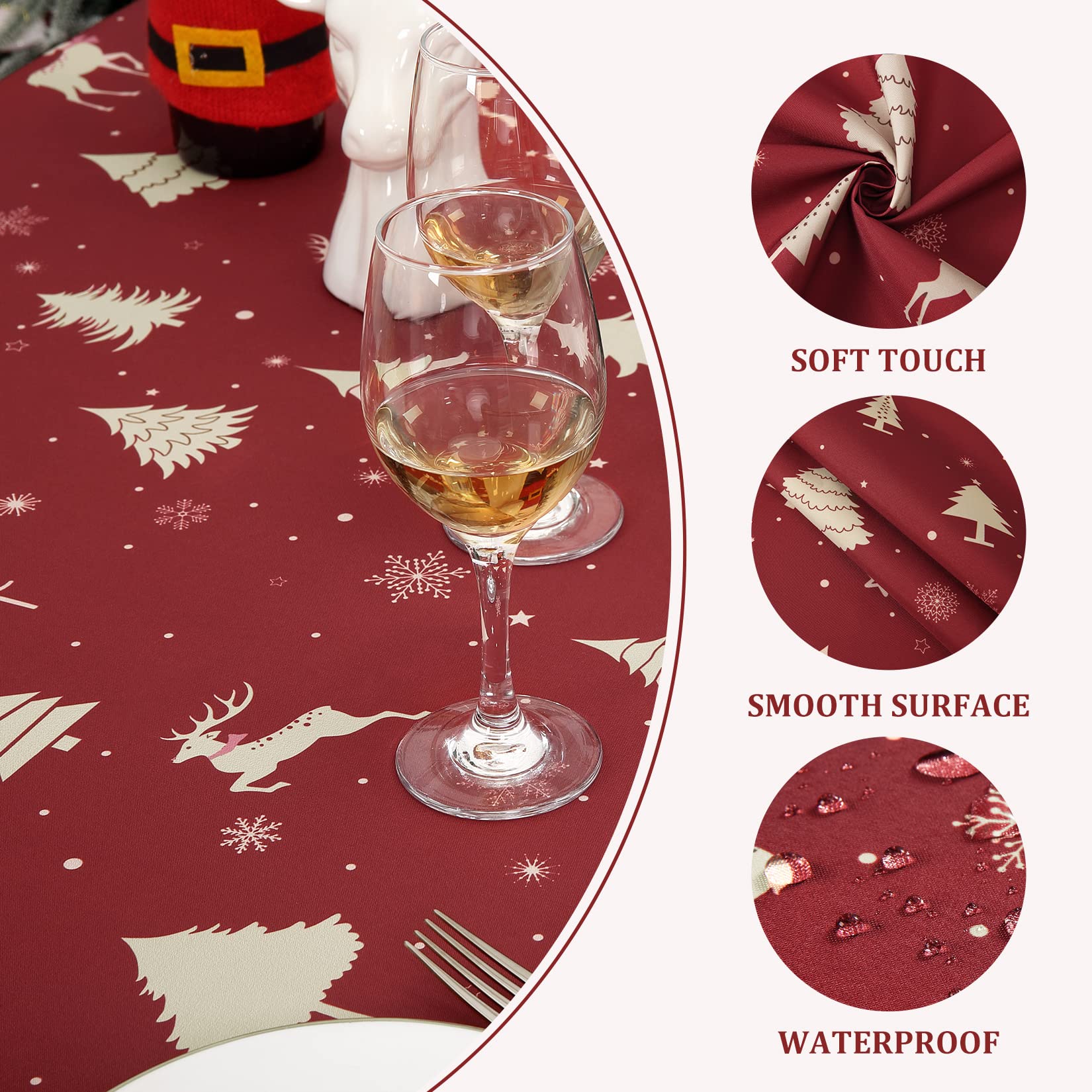 Tovaglia natalizia impermeabile Garvee con motivo a cervo, color oro, 137x229 cm, decorazione per feste e cucina