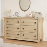Garvee Cassettiera Moderna in Legno con 6 Cassetti e Maniglie Anello Nere, Organizzatore Bianco in Rovere Naturale, Ampio Spazio, per Camera e Ingresso