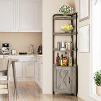 Mobile Angolare Garvee da 70.9 pollici, libreria a 5 ripiani, struttura in metallo, legno, rustico, industriale, stabile, piedini regolabili, soggiorno, ufficio, cucina, grigio