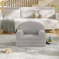 Divano per bambini Garvee 2 in 1, pieghevole, in pile, comodo e portatile, grigio, per sala giochi e camera da letto