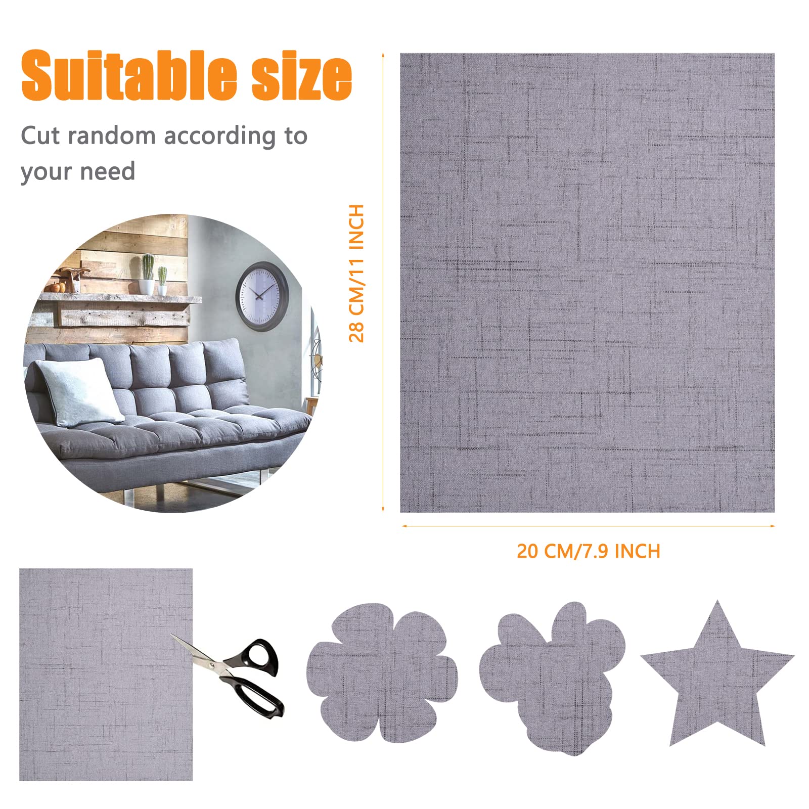 Garvee Patch Riparazione Tessuto Lino Autoadesive 10pz Per Divani Abbigliamento Arredamento 25x20.5cm Naturale