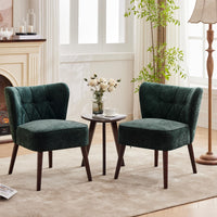 Poltrona Garvee Accent Chair senza braccioli con gambe in legno, imbottita in tessuto trapuntato, ergonomica, robusta, versatile, per soggiorno, camera da letto, multicolore