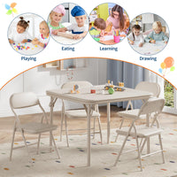 Set tavolo e sedie pieghevoli per bambini Garvee da 3 pezzi, pieghevole, sicuro, in similpelle, antiruggine, per sala giochi e asilo