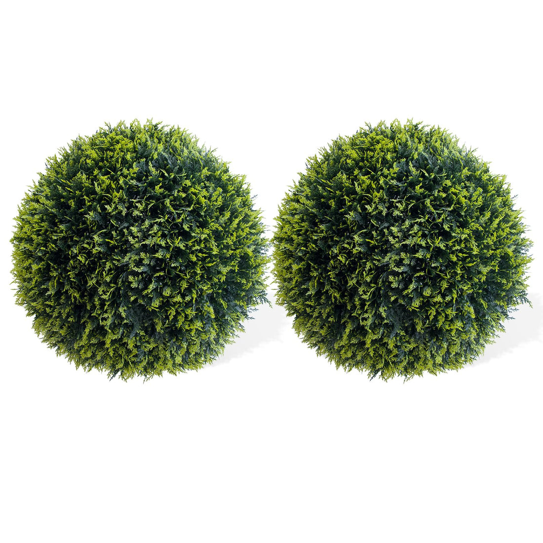 Sfere di cedro artificiale Garvee, set da 2, resistenti alle intemperie, senza manutenzione, materiale PE, per giardino e matrimonio, verde, 2 pezzi