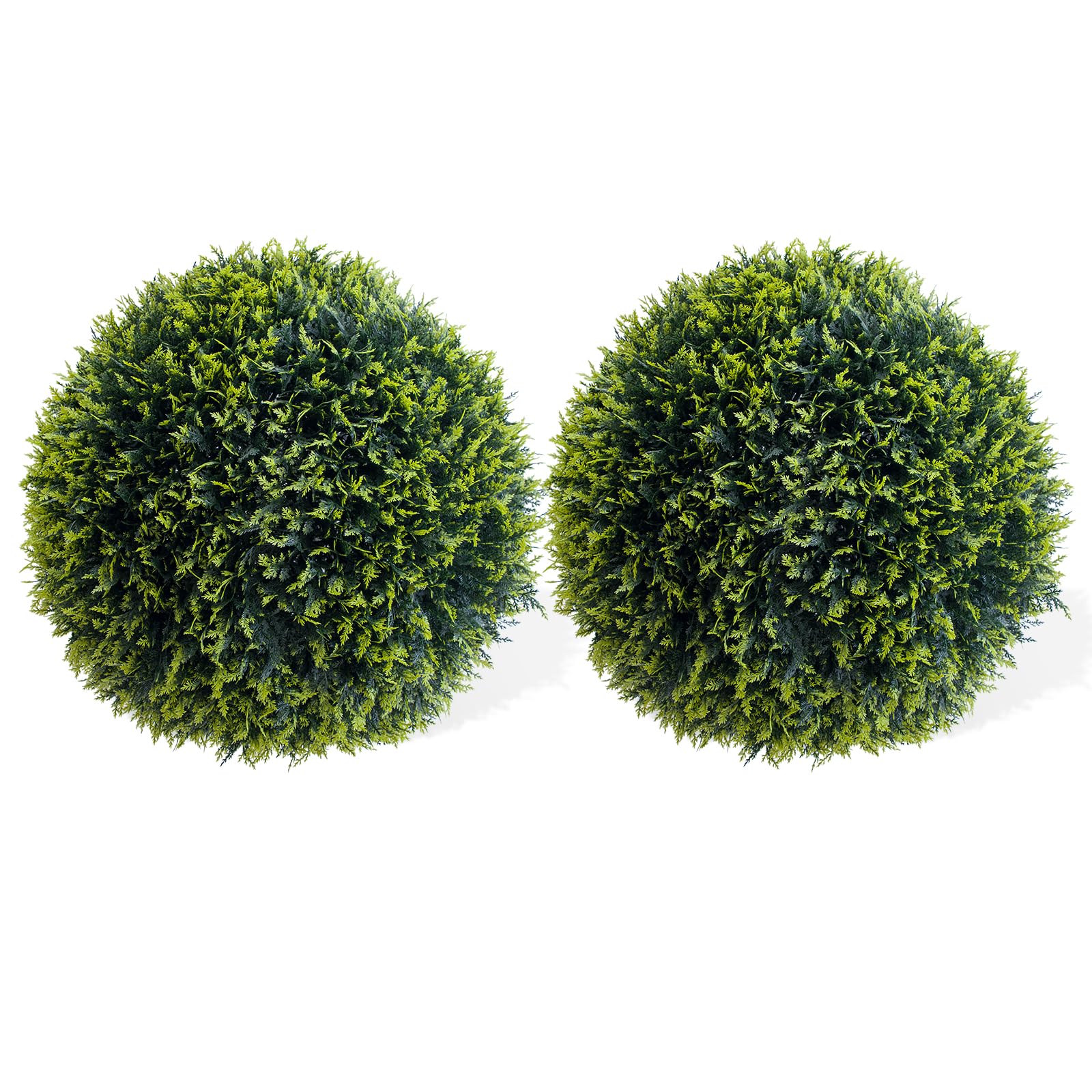 Sfere di cedro artificiale Garvee, set da 2, resistenti alle intemperie, senza manutenzione, materiale PE, per giardino e matrimonio, verde, 2 pezzi