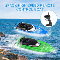 Garvee 2PACK RC Boat - Alta velocità 10 km/h, telecomando 2.4G, plastica ABS per piscine e laghi, 4 batterie, ricarica USB