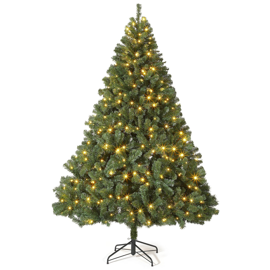 Albero di Natale artificiale Garvee da 140 cm - Effetto abete di Fraser, 250 luci multicolori e 9 modalità, rami incernierati, verde