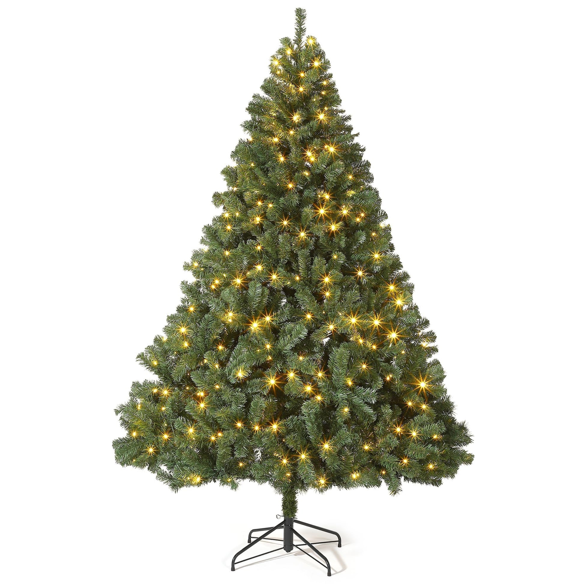 Albero di Natale Artificiale Garvee 140 cm - Effetto Abete Fraser, 250 Luci Multicolori 9 Modalità, Rami Incernierati Verde