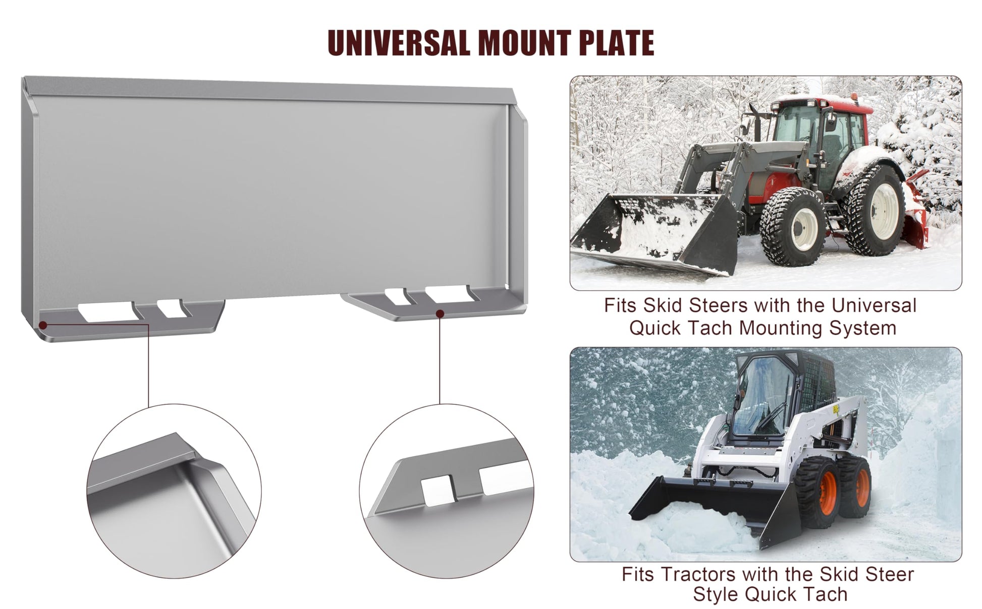 Piastra di montaggio per minipala Garvee da 1/4" Q235B in acciaio antiruggine con attacco rapido da 46"x18,5" per attacchi trattore