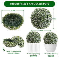 Garvee, sfere di fiori artificiali da 15 pollici, set da 2, resistenti alle intemperie, senza manutenzione, materiale PE, per decorazioni da giardino e matrimoni, verde