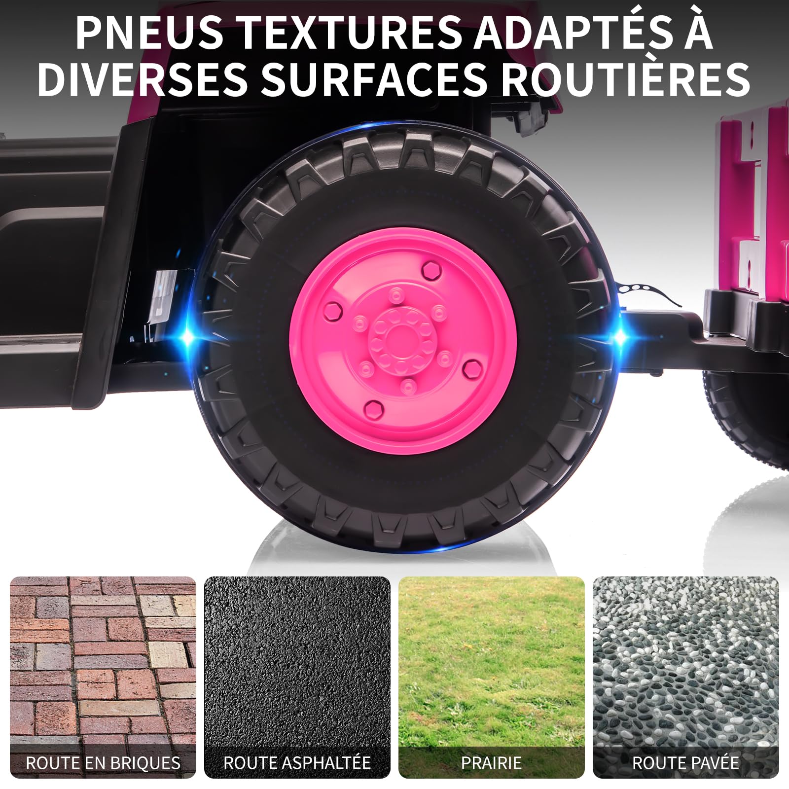 Trattore per bambini Garvee Kids Tractor 12V Twin Motor – Rosa moderno con doppio motore, telecomando per genitori e musica per bambine dai 3 anni in su, da usare nel parco giochi o in giardino.