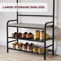 Panca portascarpe Garvee Hall Tree con 8 ganci, guardaroba 4 in 1 per corridoio e camera da letto, 23,57" x 11,77" x 70,77" grigio