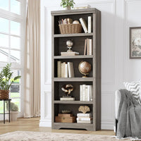 Garvee Libreria 5 Ripiani Alta Regolabile Antiscivolo MDF Resistente Design Elegante Multiuso Casa Ufficio 175 cm