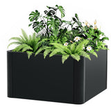 Garvee Vaso Quadrato in Metallo 51 cm - Acciaio Robusto, Kit Snap-On, Giardino e Balcone, Design Moderno, Angoli Arrotondati, Nero