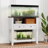 Garvee Supporto per Acquario 20-29 L con Stazione di Ricarica, Capacità 300 kg, Cassetti Magnetici, Design Anti-Ribaltamento, 80×40×78 cm, Nero - Bianco