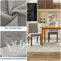 Set di 2 sedie da pranzo imbottite Garvee, design moderno Parsons, tessuto in lino morbido, gambe in legno robusto, supporto ergonomico, grigio, sala da pranzo e bar
