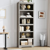 Garvee Libreria 6 Ripiani Alta Regolabile MDF Resistente Design Elegante Antiscivolo per Soggiorno e Ufficio 190 cm - Grigio