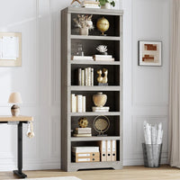 Garvee Libreria 6 Ripiani Alta Regolabile MDF Resistente Design Elegante Antiscivolo per Soggiorno e Ufficio 190 cm