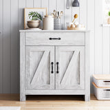 Mobile Porta Dispensa Cucina Stile Fattoria Garvee con Cassetto e Mensole Regolabili, Armadio da Cucina Rustico in Legno Grigio, Supporto per Microonde, Buffet, Sicuro e Facile da Montare