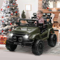 Garvee 12V Auto elettrica per bambini verde militare con LED e Bluetooth per parco giochi, giardino e guida su strada