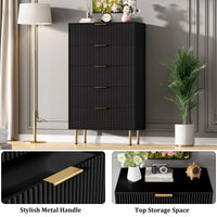 Cassettiera moderna Garvee a 5 cassetti con pannello scanalato per camera da letto e corridoio, 66.29 cm L x 32.51 cm W x 11.68 cm H, legno MDF, maniglie in metallo, robusta