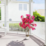 Pianta Artificiale Garvee Bougainvillea Albero 100-150cm con Tronco in Vero Legno e Vaso in Plastica per Interni ed Esterni Colori Intensi Resistente ai UV Impermeabile - 100 cm