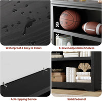 Garvee Libreria Rustica Alta 190,5 cm, 2-6 Ripiani Regolabili, MDF Robusta, Elegante, Antiribaltamento, Soggiorno e Studio, Neutro